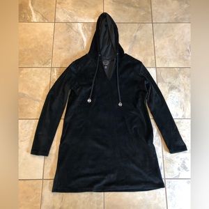 Michael Kors Hooded Velvet Black Dress Large